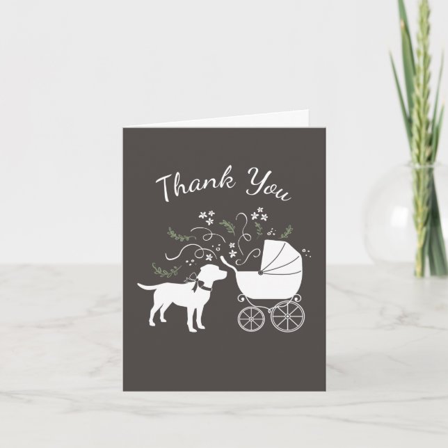 Labrador Dog Baby Shower Lab Grey Gender Neutral Thank You Card (Front)