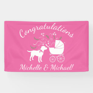 Labrador Dog Baby Shower Pink Girl Lab Banner