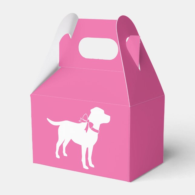 Labrador Dog Baby Shower Pink Girl Lab Favour Box (Front Side)