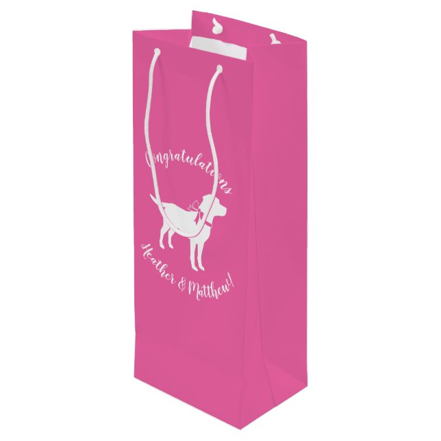 Labrador Dog Baby Shower Pink Girl Lab Wine Gift Bag (Back Angled)