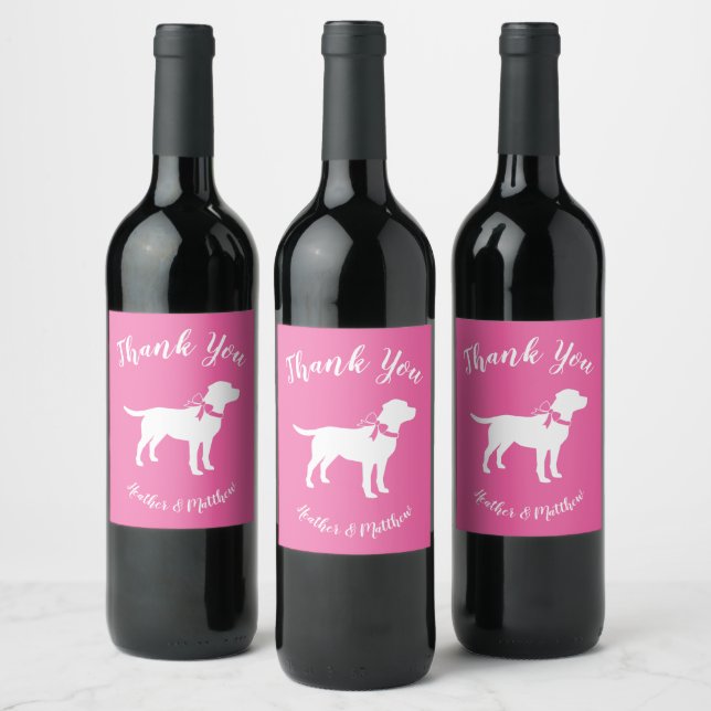 Labrador Dog Baby Shower Pink Girl Lab Wine Label (Bottles)