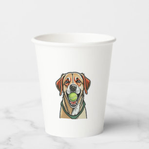 Labrador dog biting tennis ball in his mouth Class Paper Cups