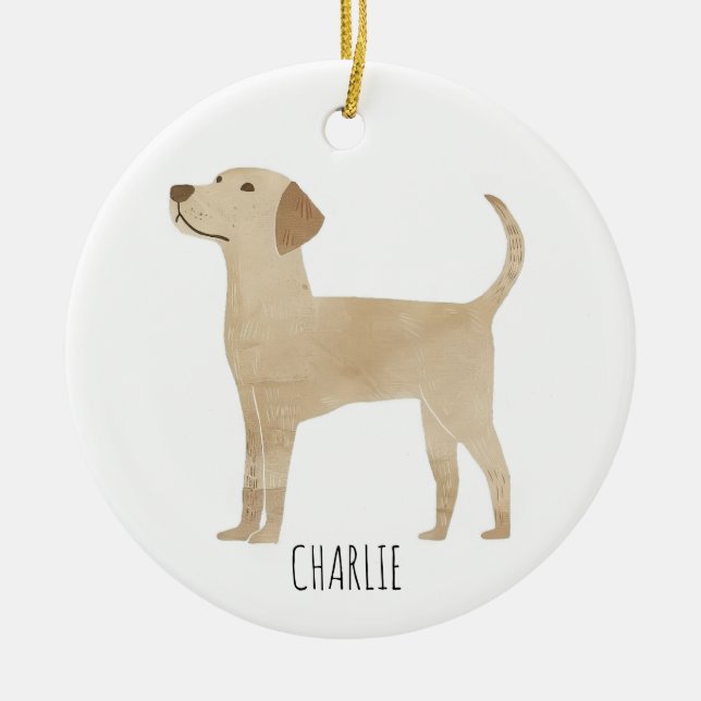Labrador Dog Ceramic Tree Decoration (Front)