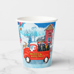 Labrador Dog Christmas Delivery Truck Snow Paper Cups