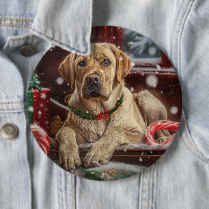 Labrador Dog Christmas Festive 6 Cm Round Badge