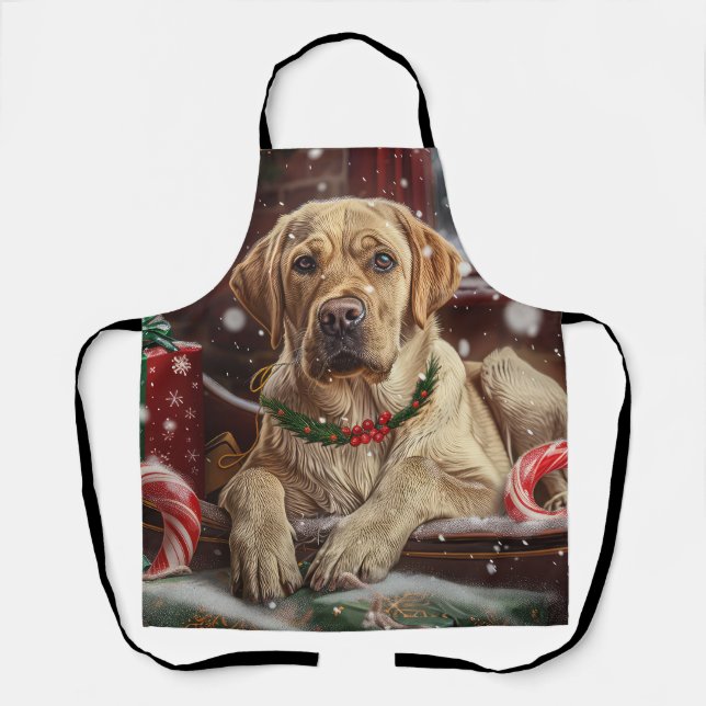 Labrador Dog Christmas Festive Apron (Front)