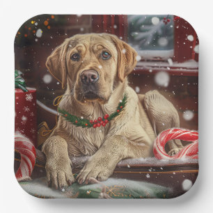 Labrador Dog Christmas Festive Paper Plate
