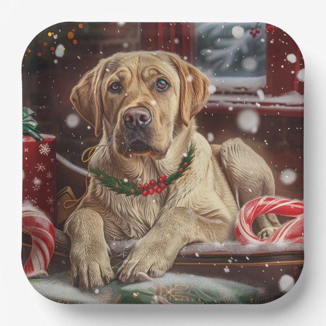 Labrador Dog Christmas Festive Paper Plate (Front)