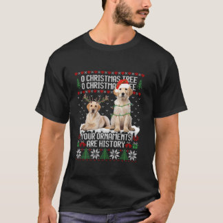Labrador Dog Christmas Tree Lights Puppy Dog Lover T-Shirt