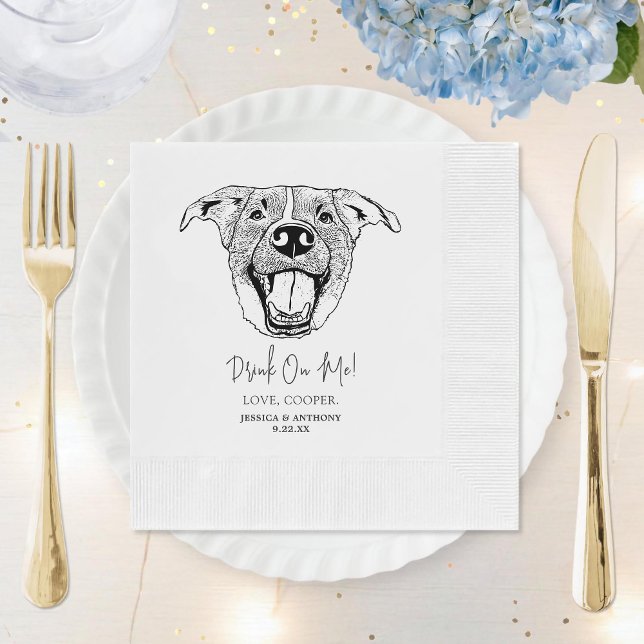 Labrador Dog Custom Dog Hand Drawing Wedding Napkin (Creator Uploaded)