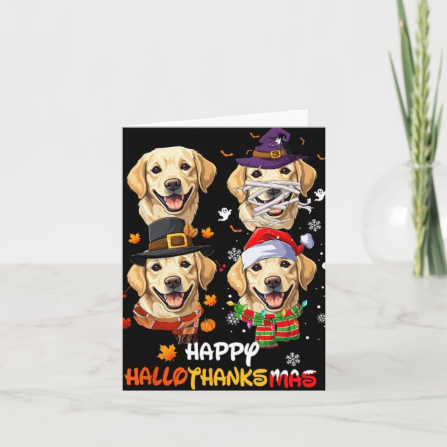 Labrador Dog Hallothanksmas Halloween Thanksgiving Card (Front)