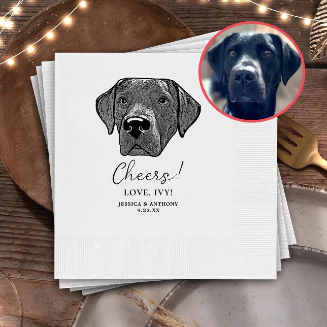 Labrador Dog Hand Drawing Personalised Cheers Napkin (Creator Uploaded)