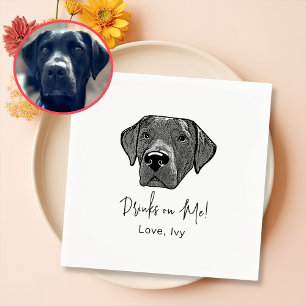 Labrador Dog Hand Drawing Personalised Napkin