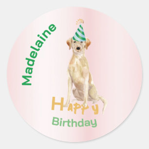 Labrador Dog Happy Birthday  Classic Round Sticker