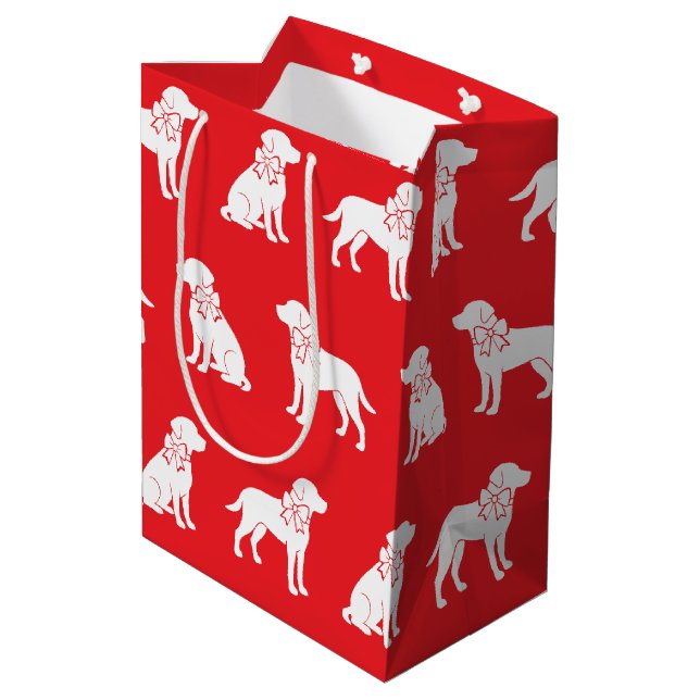  Labrador Dog In Big Gift Bow Medium Gift Bag (Back Angled)
