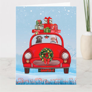 Labrador Dog In Car With Santa Claus  Card