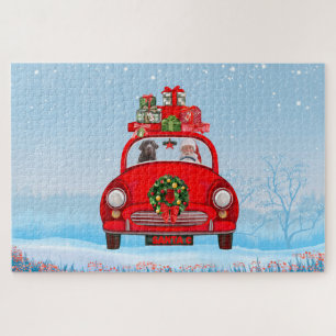 Labrador Dog In Car With Santa Claus Jigsaw Puzzle