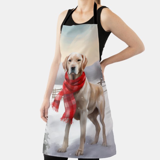 Labrador Dog in Snow Christmas Apron (Insitu)