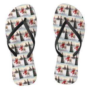 Labrador Dog in Snow Christmas Jandals