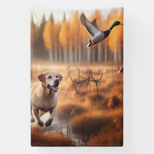 Labrador/dog in the autumn duck hunt banner