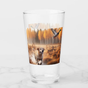 Labrador/dog in the autumn duck hunt glass