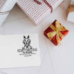 Labrador Dog Merry Christmas Return Address Rubber Stamp