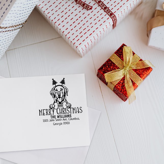 Labrador Dog Merry Christmas Return Address  Rubber Stamp (Creator Uploaded)