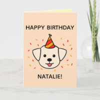 Labrador Dog | Orange & Red Birthday Folded