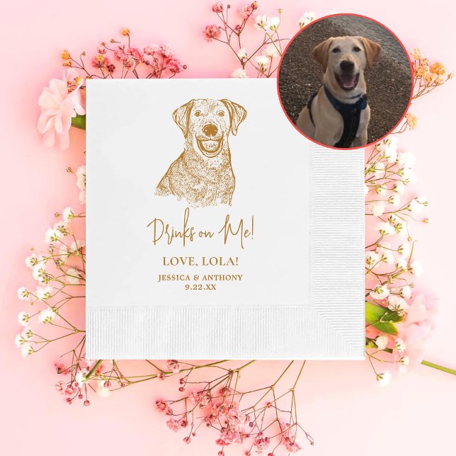 Labrador Dog Personalised Drinks on Me Napkin (Creator Uploaded)