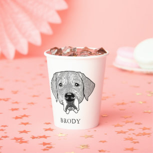 Labrador Dog Personalised Hand Drawing  Paper Cups