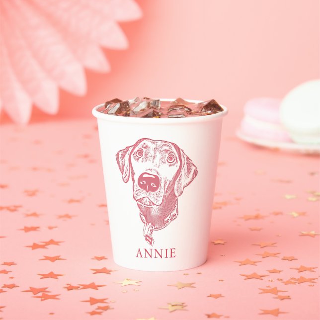 Labrador Dog Personalised Hand Drawing  Paper Cups (Insitu)