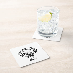 Labrador Dog Personalised Hand Drawing Square Paper Coaster