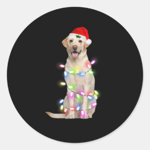 Labrador Dog Santa Christmas Tree Lights Xmas Boys Classic Round Sticker
