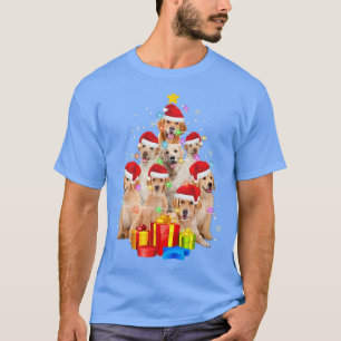 Labrador Dog Santa Hat Christmas Tree Lights Xmas  T-Shirt