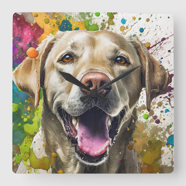 Labrador Dog Square Wall Clock (Front)