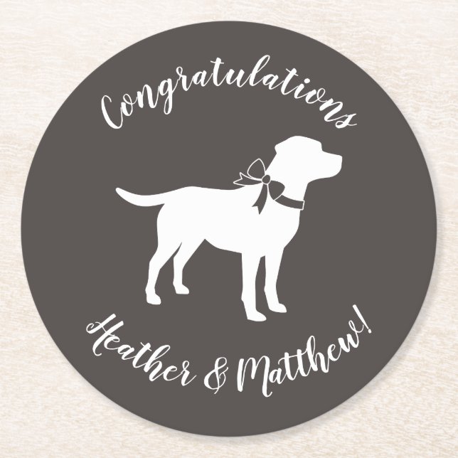 Labrador Dog Theme Baby Shower Gender Neutral Round Paper Coaster (Front)