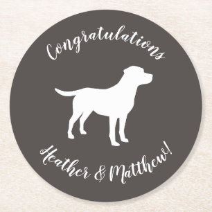 Labrador Dog Theme Baby Shower Gender Neutral Round Paper Coaster