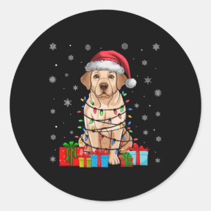 Labrador Dog Ugly Xmas Lights Santa Labrador Dog C Classic Round Sticker