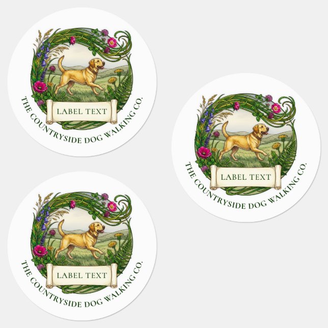 Labrador Dog Walker Custom Logo Waterproof Labels (Group)