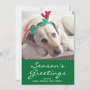 Labrador dog with Christmas ears Holiday Card