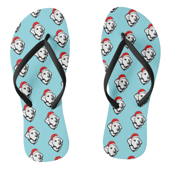 Labrador Dog with Christmas Santa Hat Pattern Jandals (Footbed)