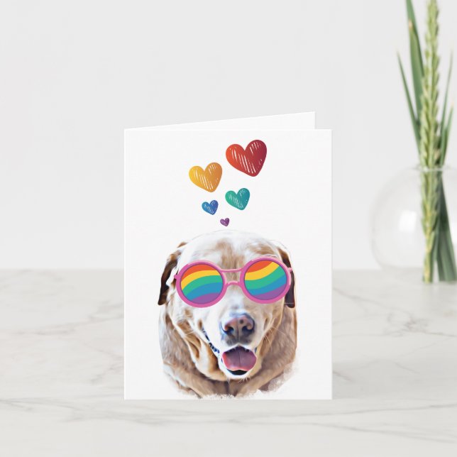Labrador Dog with Hearts Valentine's Day Card (Front)