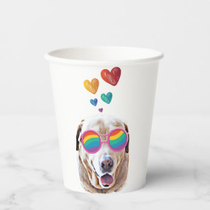 Labrador Dog with Hearts Valentine's Day  Paper Cups