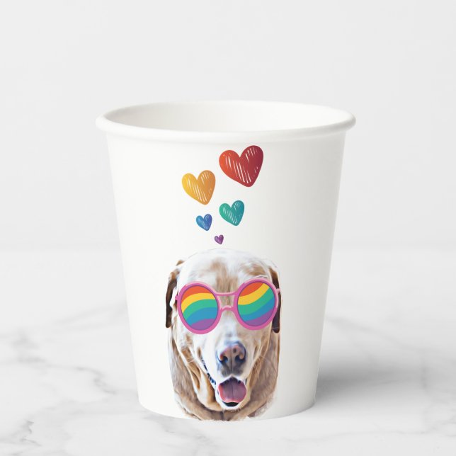 Labrador Dog with Hearts Valentine's Day  Paper Cups (Front)