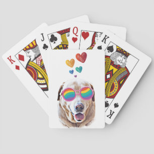 Labrador Dog with Hearts Valentine's Day Playing Cards