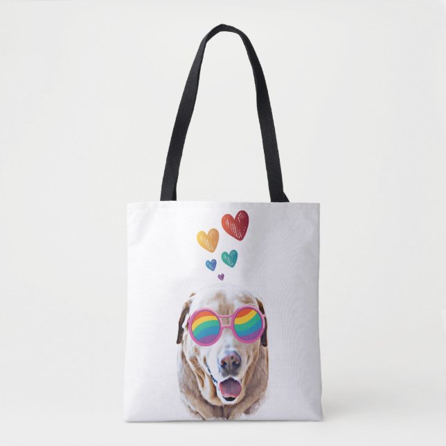 Labrador Dog with Hearts Valentine's Day Tote Bag (Front)