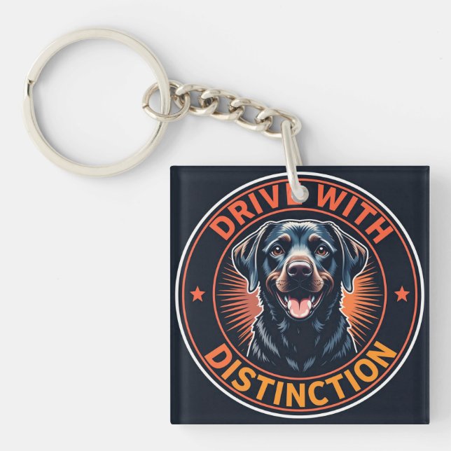 Labrador Dog With Motivational Slogan Key Ring (Front)