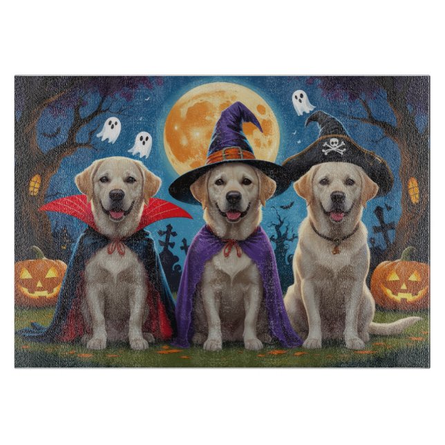 Labrador Dogs Pumpkin Halloween Funny  Cutting Board (Front)