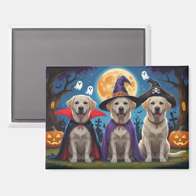 Labrador Dogs Pumpkin Halloween Funny  Magnet (Front/Back)