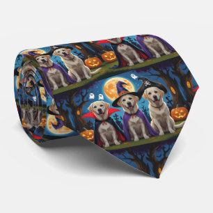 Labrador Dogs Pumpkin Halloween Funny  Tie